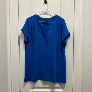 J. Jill Wearever Royal Blue Popover Short Sleeve Tunic Blouse